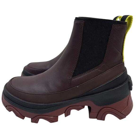 Sorel Chelsea Boot Brex Women's 6.5 Waterproof Leather Cinder Black Pull On Lug - Picture 4 of 10